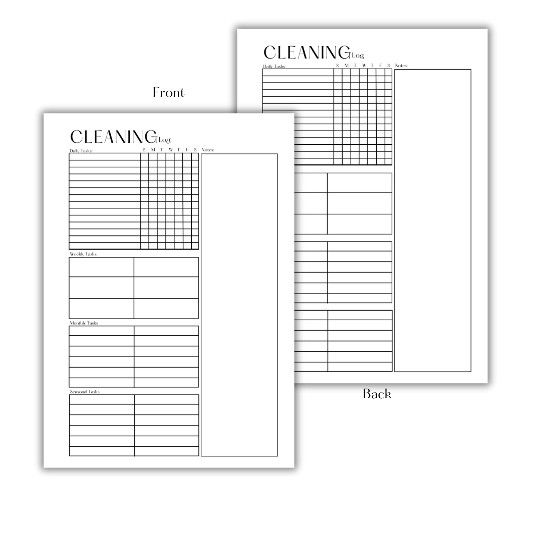 CLEANING LOG - DOWNLOAD & PRINT PDF