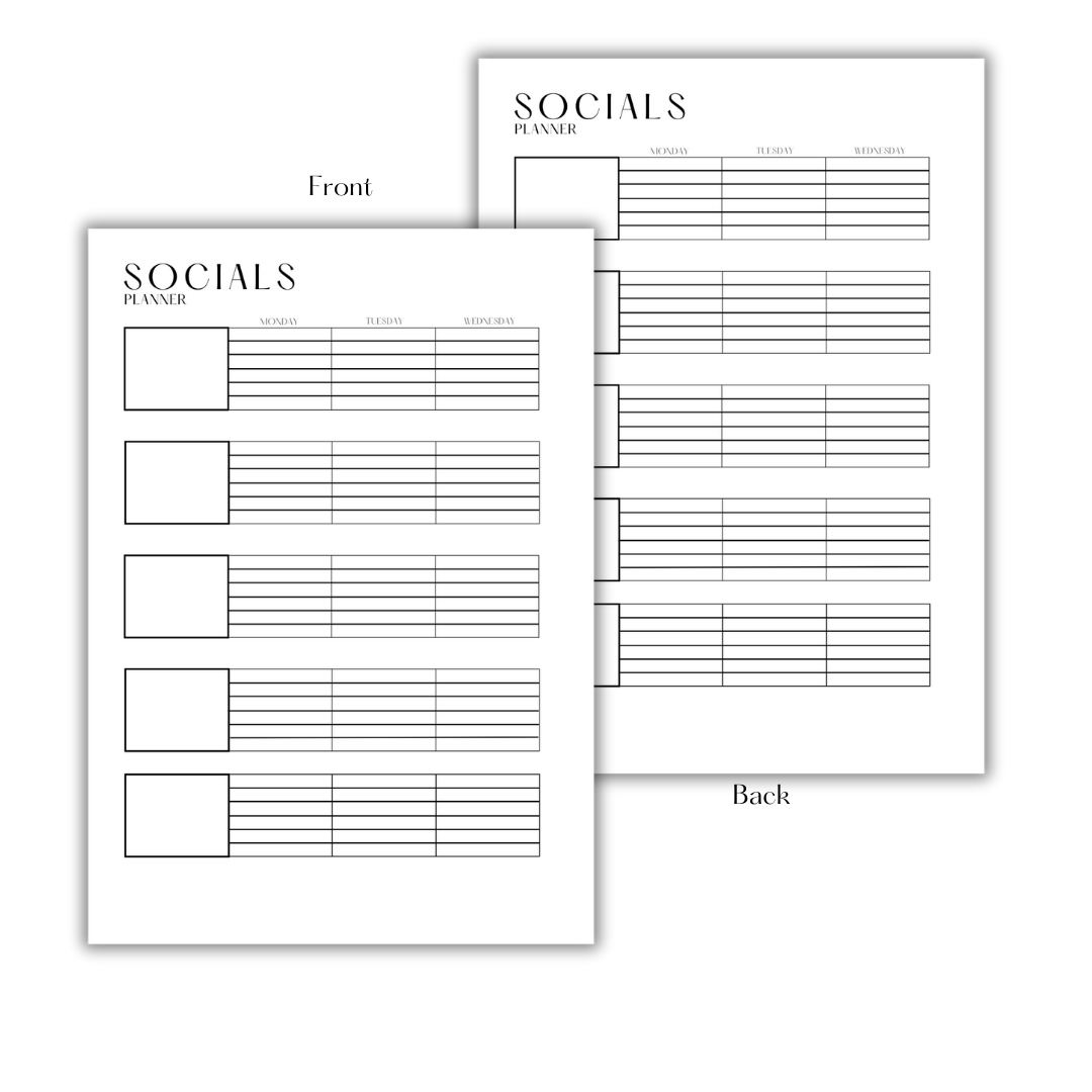 SOCIALS PLANNER - DOWNLOAD & PRINT PDF