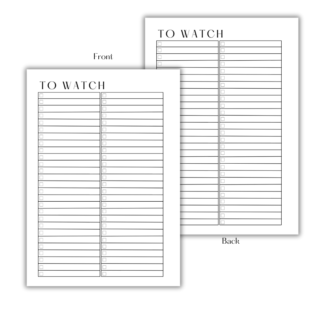 TO WATCH - FILLER PAPER