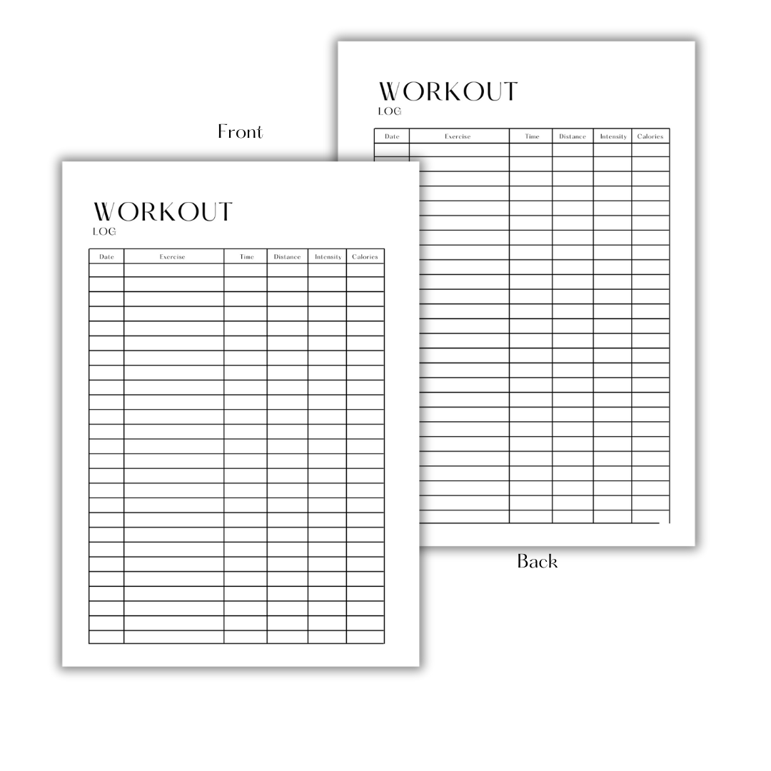 WORKOUT LOG - DOWNLOAD & PRINT PDF