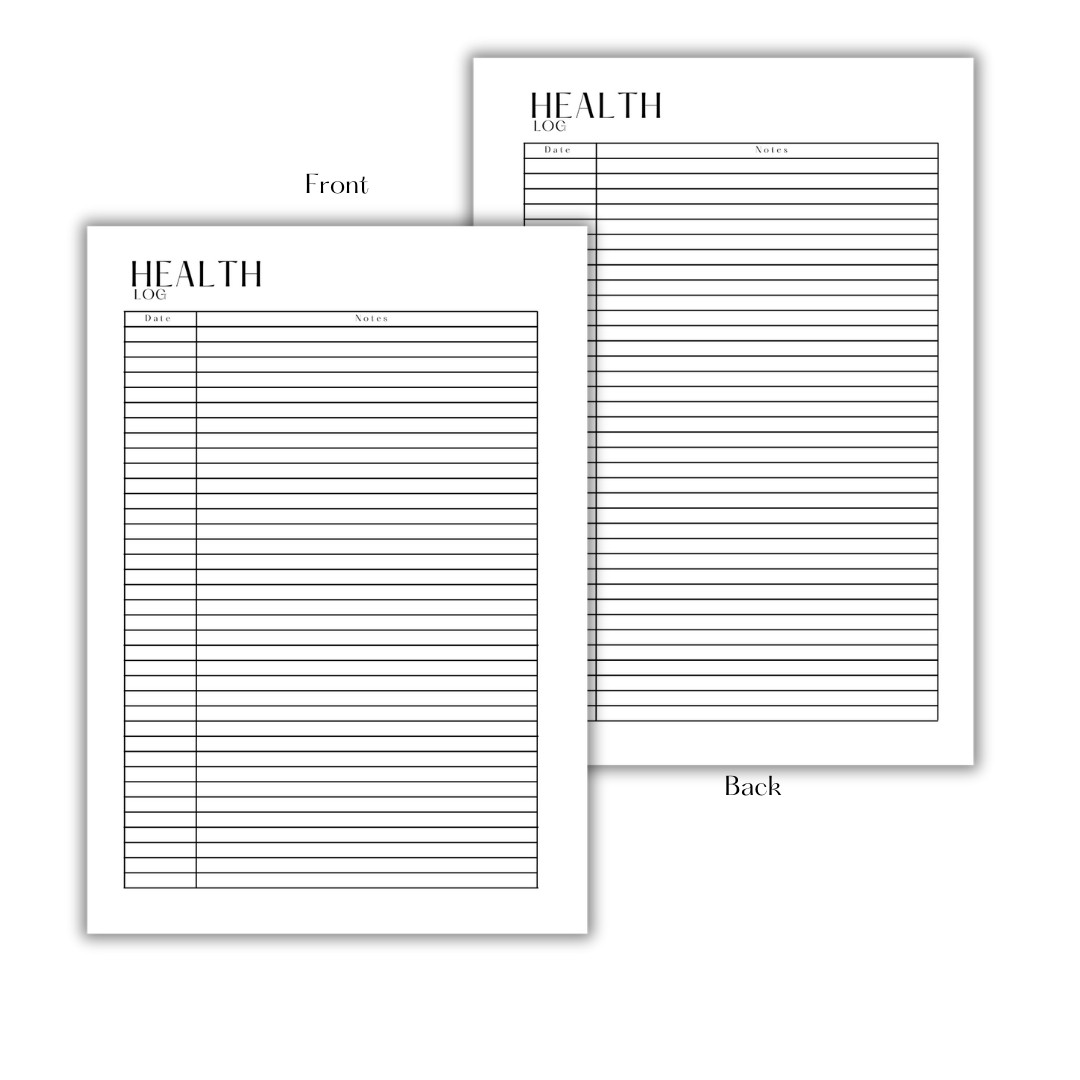 HEALTH LOG - FILLER PAPER
