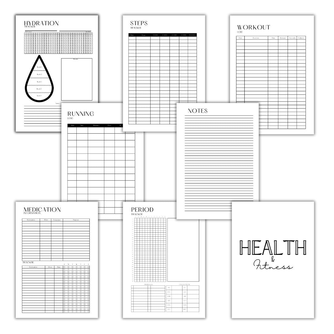 HEALTH & FITNESS PLANNER INSERTS