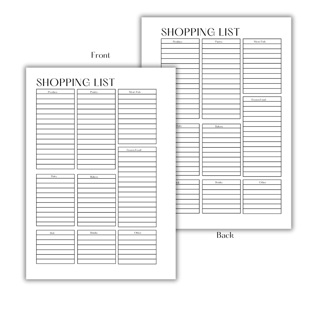 SHOPPING LIST - DOWNLOAD & PRINT PDF