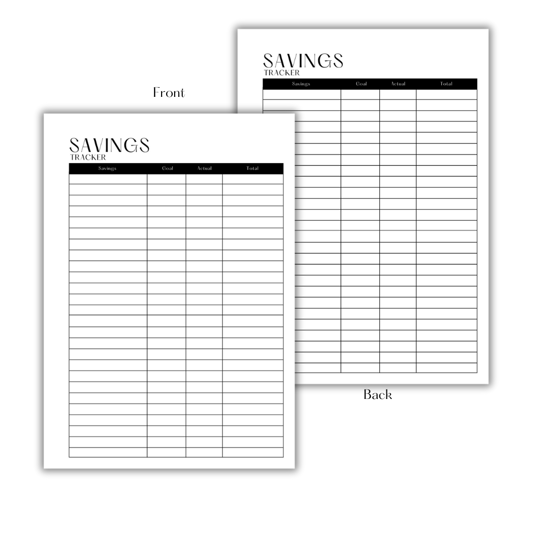 SAVINGS TRACKER - DOWNLOAD & PRINT PDF