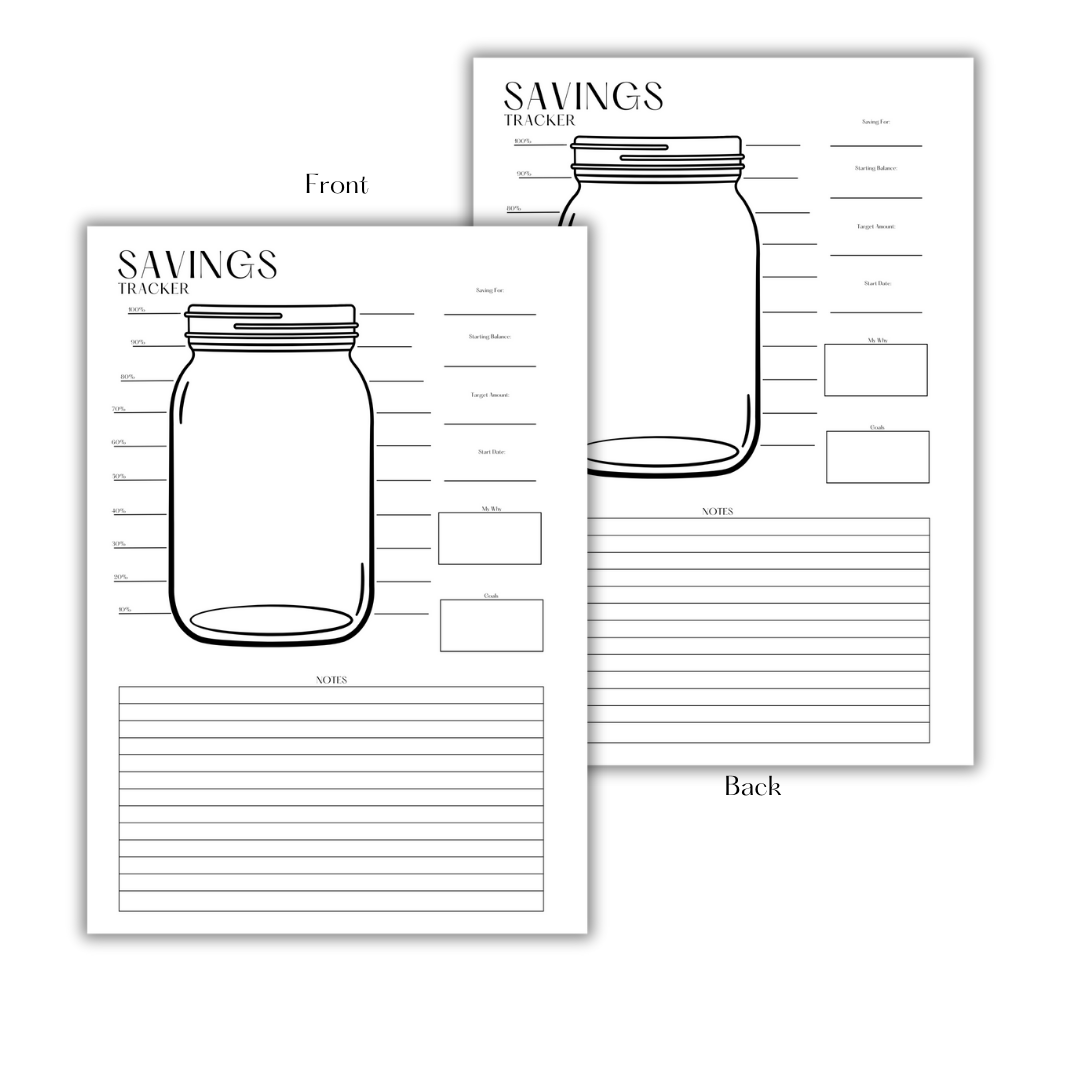SAVINGS TRACKER JAR - DOWNLOAD & PRINT PDF