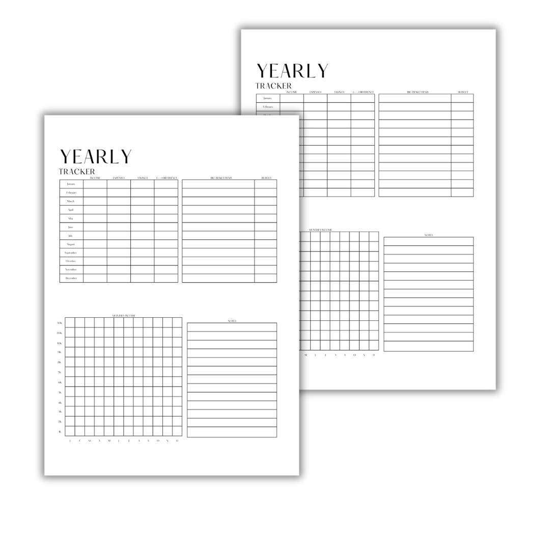 YEARLY TRACKER - DOWNLOAD & PRINT PDF
