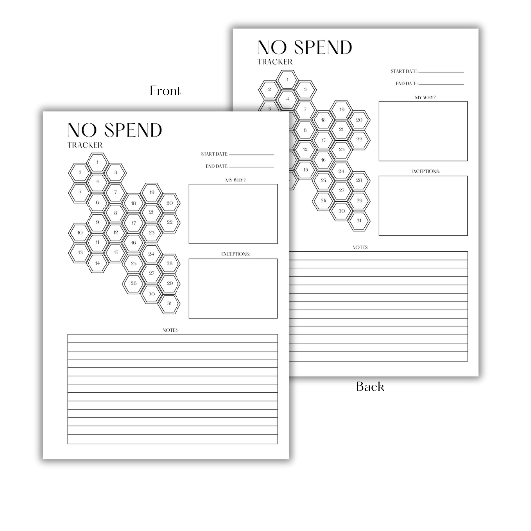 NO SPEND TRACKER - DOWNLOAD & PRINT PDF