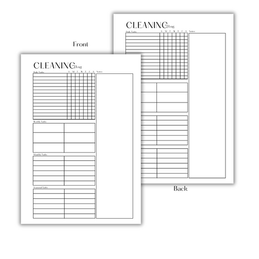 CLEANING LOG - FILLER PAPER