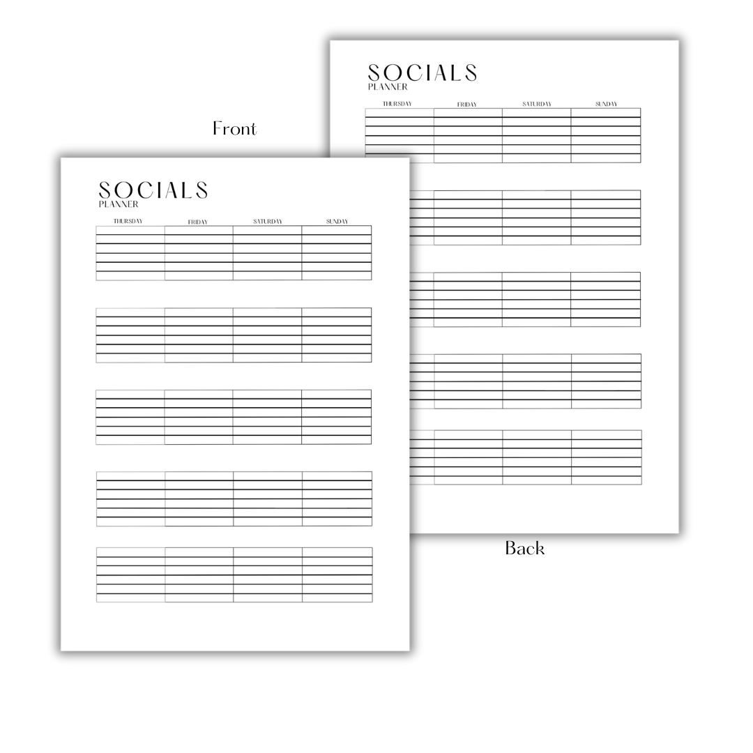 SOCIAL PLANNER (THU-SUN) - FILLER PAPER