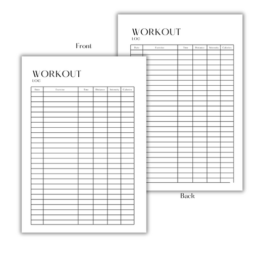 WORKOUT LOG - FILLER PAPER