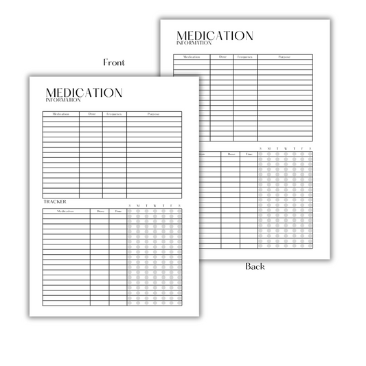 MEDICATION TRACKER - DOWNLOAD & PRINT PDF