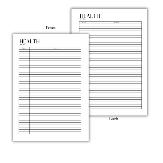 HEALTH LOG - FILLER PAPER