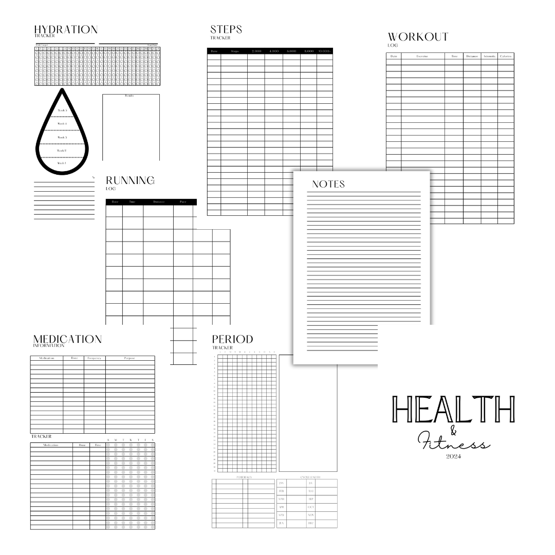 HEALTH & FITNESS PLANNER INSERTS