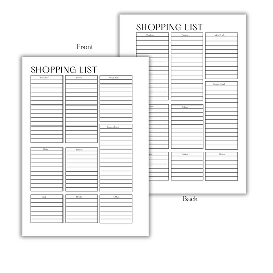 SHOPPING LIST - FILLER PAPER