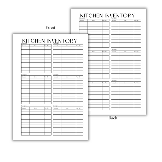 KITCHEN INVENTORY - FILLER PAPER