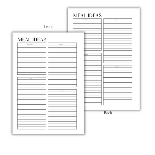 MEAL IDEAS - FILLER PAPER