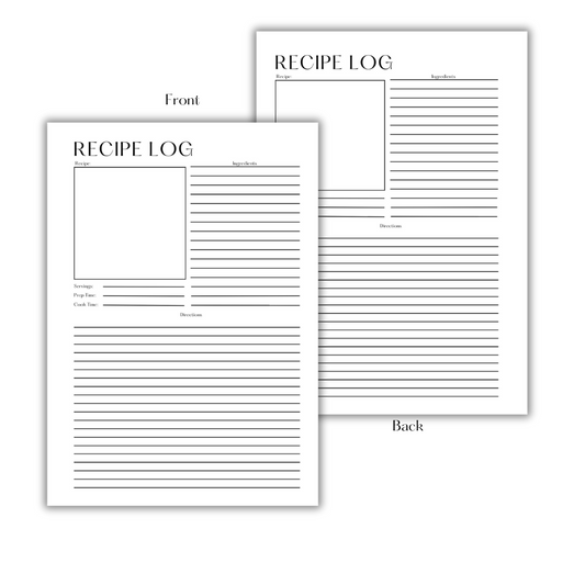 RECIPE LOG - FILLER PAPER