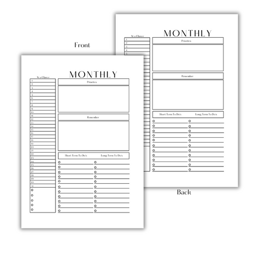 MONTHLY PLANNER (UNDATED) - FILLER PAPER