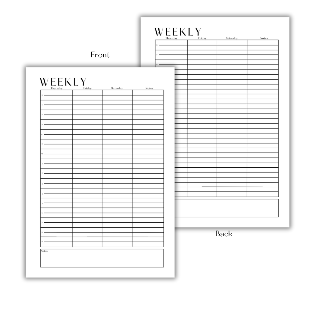 WEEKLY PLANNER (THU-SAT) - FILLER PAPER