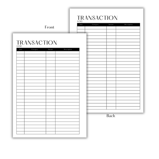 TRANSACTION LOG - FILLER PAPER