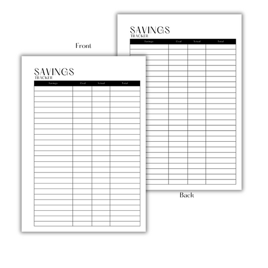 SAVINGS TRACKER - FILLER PAPER