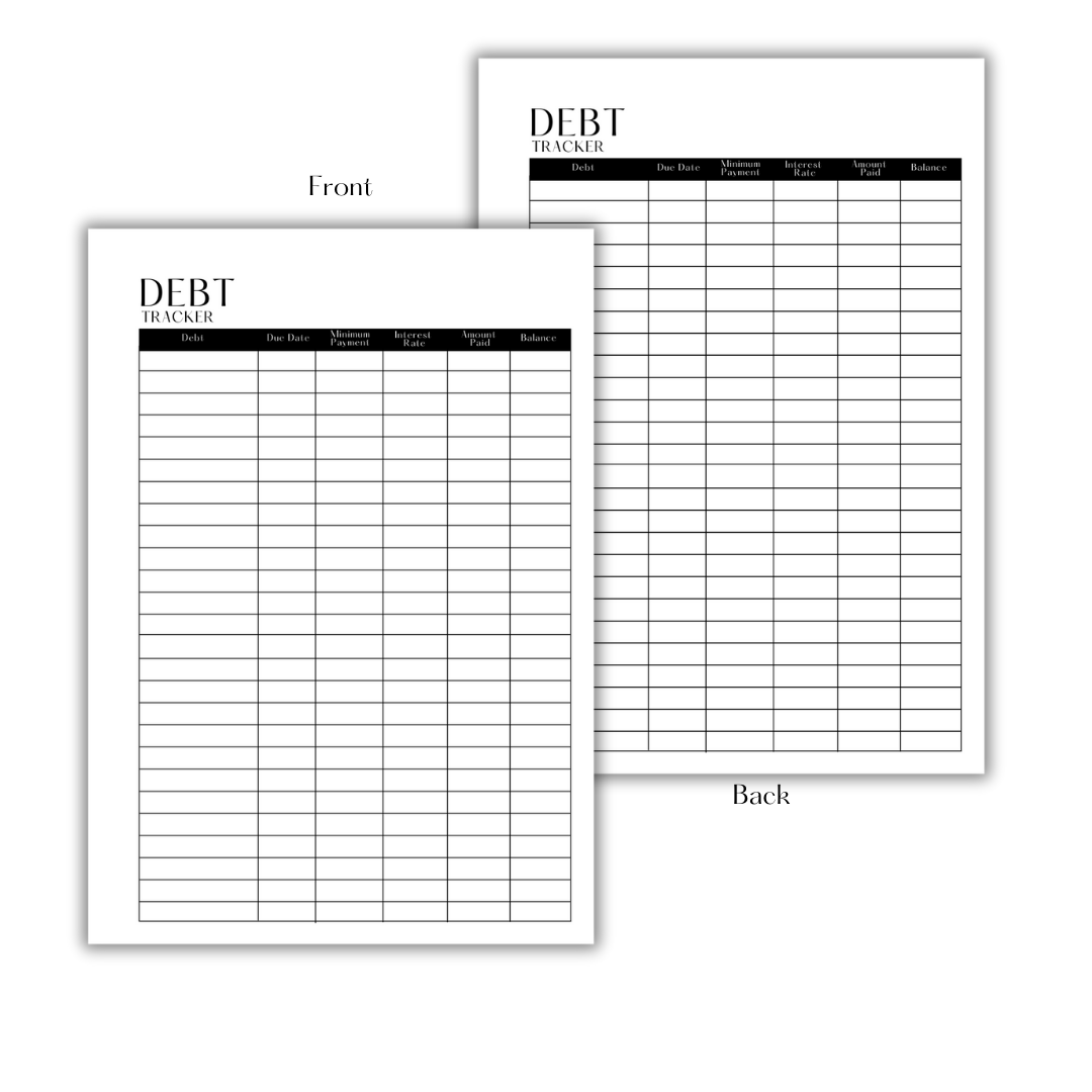 DEBT TRACKER - FILLER PAPER