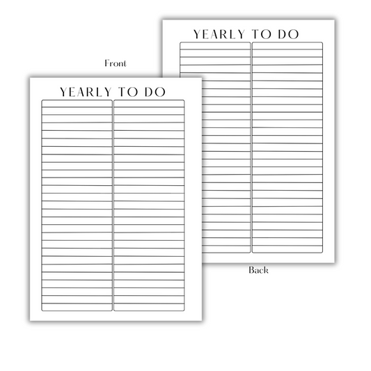 YEARLY TO DO - FILLER PAPER