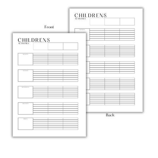 CHILDREN ACTIVITIES PLANNER - DOWNLOAD & PRINT PDF